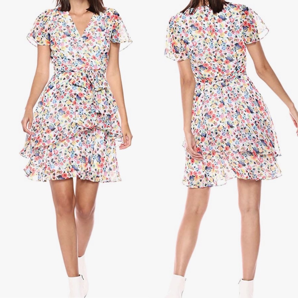 🆕 Tahari by Arthur S. Levine Women's Floral Chiffon Dress - Picture 2 of 12